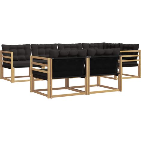 Outdoor Sofa Set with Cushion 7 pcs White and Black vidaXL (1/5)