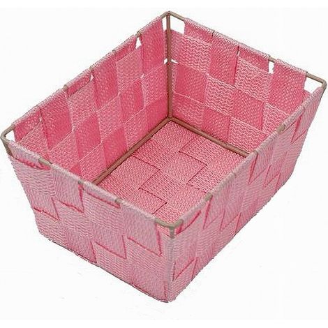 Cleafe - Portaoggetti Organizer Multiuso Bagno Camera Cucina Tessuto Rosa 19x14x9cm 79011 - (1/4)