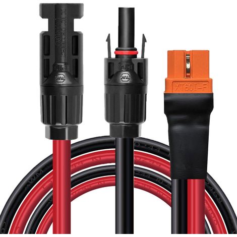 Câble Solaire XT60I-F 10AWG 6mm2 vers XT60i Rallonge Compatible avec Centrales Portables (0.6M) (1/5)