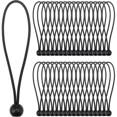 Tendeur Élastique, 35×Noir Bungee Tendeur Boule(20CM) Corde Elastique pour Bache, Elastique Crochet Portable Durable pour bannière, Bâches, Pavillons, Tentes (1/5)