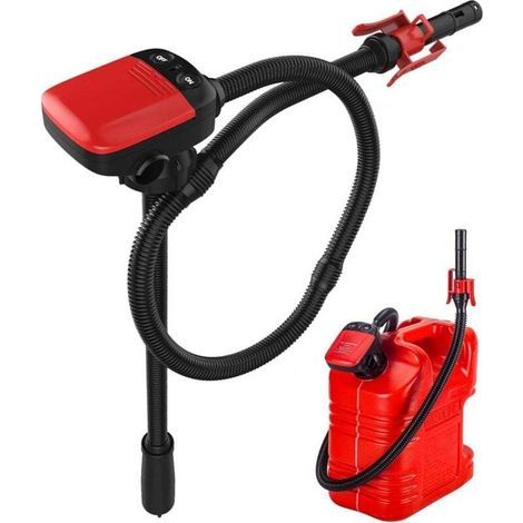 Pompe Carburant Électrique avec Stop Automatique,Pompe Diesel, Pompe de Transfert de Liquide avec Adaptateur 3 Tailles,Pompe à Bidon avec Flexible Hose-2.4 GPM (1/5)
