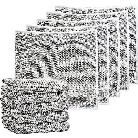 Lot de 10 torchons multifonctionnels en fil de fer pour vaisselle humide et sèche, torchons de nettoyage pour fonte (1/5)