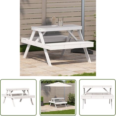 The Living Store Picknicktisch 105x134x75 cm Massivholz Kiefer - Holztisch - Esszimmertisch - Gartenmöbel - Terrassenmöbel - Picknicktisch (1/5)