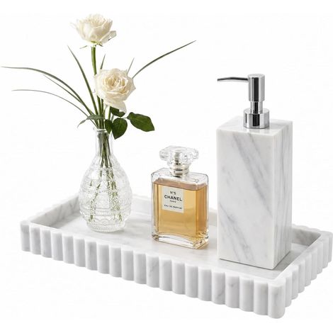 Plateau Salle De Bain, 24 x 10 cm Silicone Plateau Decoratif Antidérapants, Rangement Organiseur pour Lavabo de Decoration Salle de Bain et Cuisine, pour Savon, Articles de Toilette, Parfum et Bijoux (1/5)