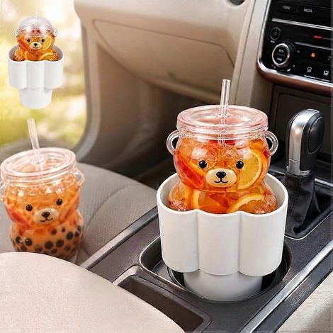 Porte-gobelet en forme de cœur pour voiture, compatible avec l'adaptateur Bearista pour gobelet en verre Porte-gobelet réutilisable pour voiture, cadeau pour l'intérieur du véhicule (1/5)