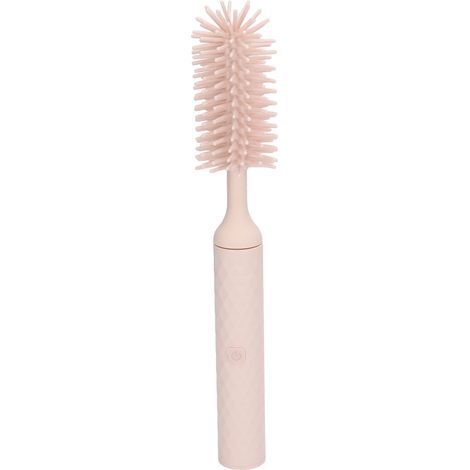 Brosse de nettoyage pour biberons IP65 étanche, électrique, 2 vitesses, poils en silicone rotatifs, ensemble de brosses pour pailles en silicone rose (1/5)