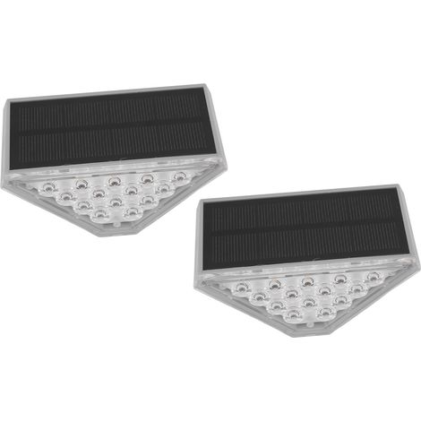Lot de 2 lampes solaires triangulaires pour escalier, étanches IP68, pour éclairage extérieur décoratif de jardin, porche ou terrasse. (1/5)