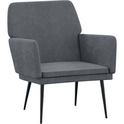 Fauteuil gris foncé, 62x79x79 cm, velours. (1/5)