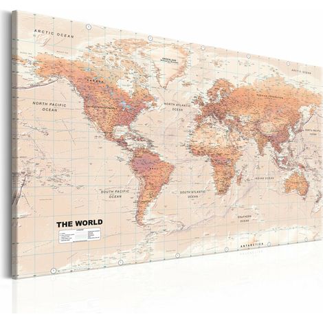 Tableau carte du monde monde orange - 120 x 80 cm (1/4)