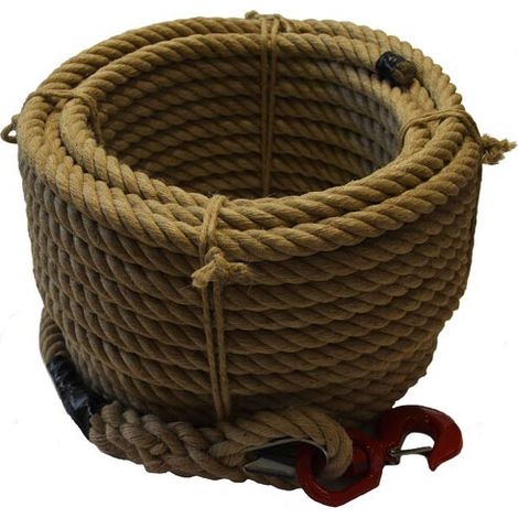 Corde a Poulie Chanvre 50m Boucle et Crochet Corderies Tournonaises