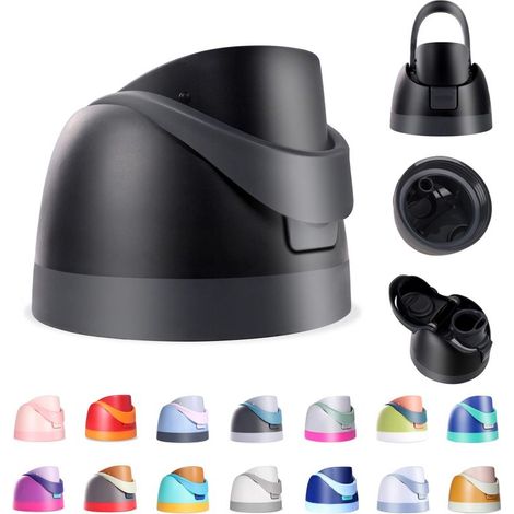 Couvercle de rechange Renyqatt pour gourde Owala Freesip, bouchon à bouton unique compatible avec les gourdes Owala de 473 ml, 710 ml, 946 ml et 1187 ml, sans BPA, étanche, noir (1/5)