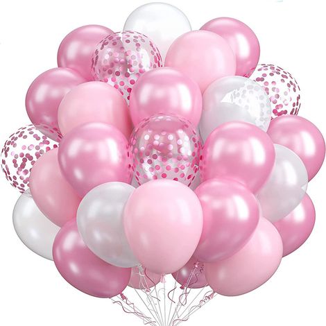 Ballons en latex de 30 cm (12 pouces) avec confettis métalliques - Lot de 60 ballons - Décoration pour anniversaire, mariage, naissance ou autre fête - Idéal pour une fête ou un anniversaire de mariag
