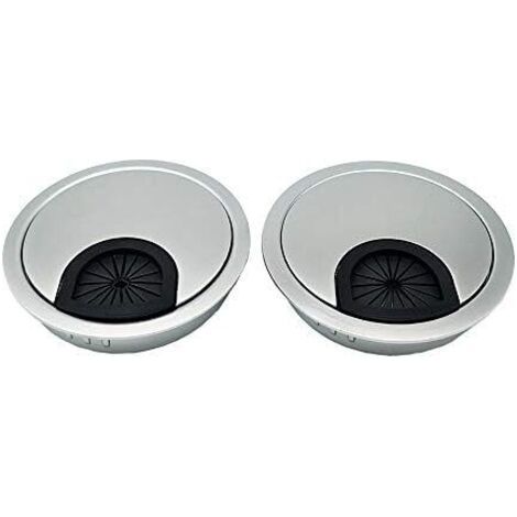 ALLIANDISLot de 2 Passe Câble Fil Ronds encastrables pour Table Bureau ⌀ 80mm, Alliage Zinc - Argent-80mm-2Pièces (1/5)