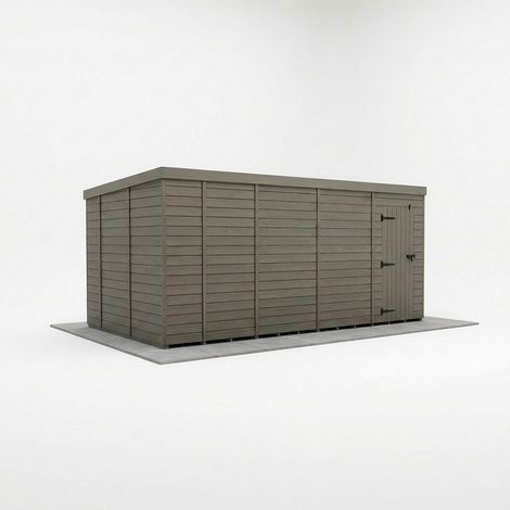 17ft x 10ft Composite Pent Garden Shed Single Door No Windows - Composite - L518 x W305 x H210 cm - Grey