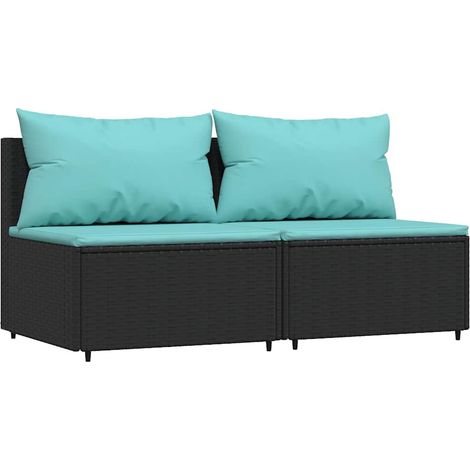 Maison Exclusive - Garten-Mittelsofas mit Kissen 2 Stk. Schwarz P