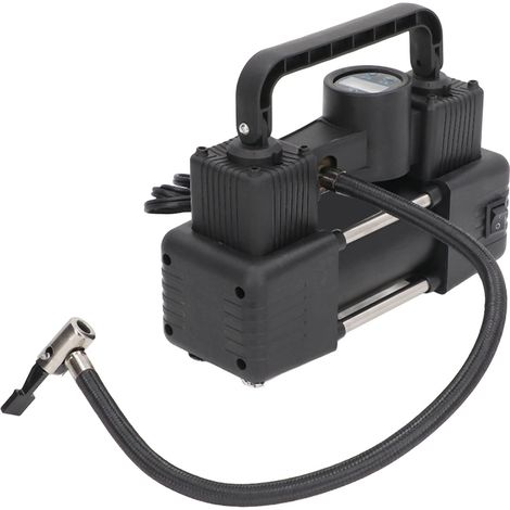 Pompe à pneus portable avec affichage numérique, 2 modes d'alimentation, 12 V CC, avec lumière LED pour motos, vélos et bateaux pneumatiques. (1/5)