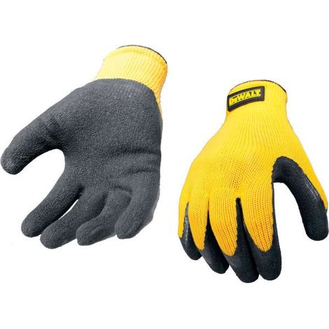 DPG70L Yellow Knit Back Latex Gloves - Large DEWGRIPPER