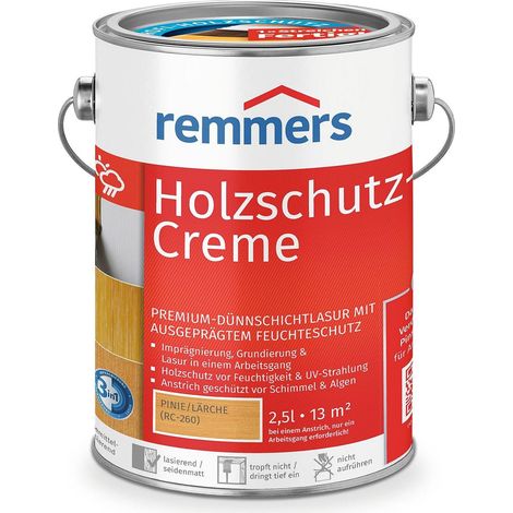 Remmers Holzschutz-Creme 3in1 pinie/lärche, 2,5 Liter, tropffreie Holzlasur für aussen, 3facher Holzschutz mit Imprägnierung + Grundierung + Lasur