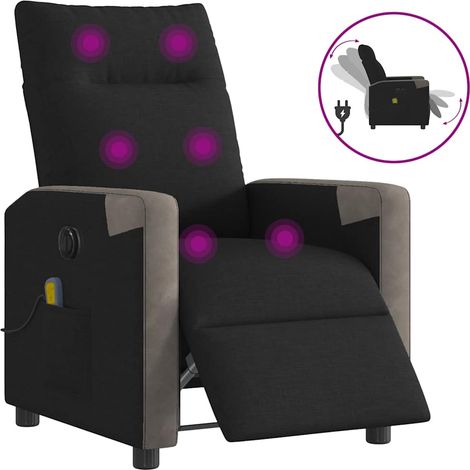 Sillón reclinable de masaje eléctrico tela negro vidaXL