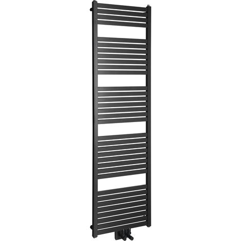 Radiateur de salle de bain TONDI 450x1690 mm, raccordement central, noir mat