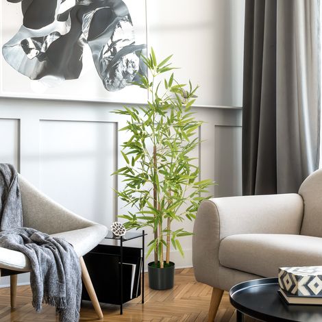 Plante artificielle Bambou arbre artificiel hauteur 120 cm avec pot, décoration interieur, très réaliste (1/5)