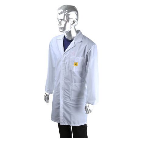 Blouse de laboratoire RS PRO, Mixte, ESD, Blanc, taille XXL, Réutilisable, Coton, polyester ( Prix pour 1 )