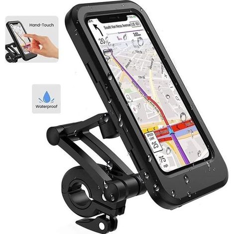 Support Téléphone Moto,Etanche Support Telephone Velo,360°Support Smartphone Moto Scooter avec Habillage Pluie Porte Téléphone (1/4)