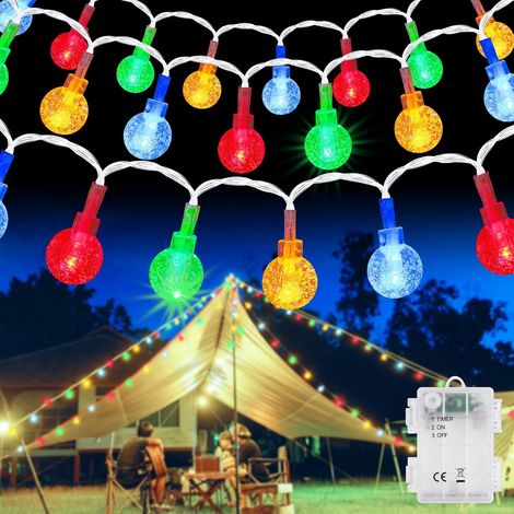 Guirlande Lumineuse Globe, 10m 100 LEDs Guirlande Lumineuse à Pile avec Télécommande, 8 Modes D’Éclairage pour Intérieur/Extérieur, pour Noël, Jardin, Cour, Mariage, Fête (Blanc Chaud)