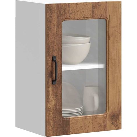 Küchen-Hängeschrank mit Glastür Kalmar Altholz-Optik Holzwerkstoff