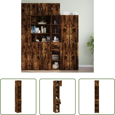 Schrank - Hochschrank Schmal Räuchereiche 30x42,5x225 cm Holzwerkstoff (1/5)