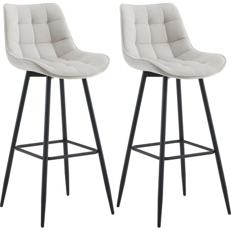 Lot de 2 tabourets de bar Dartford Gris Velours