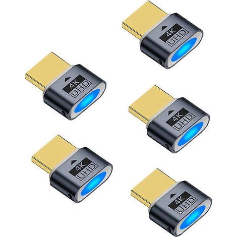 Cinq adaptateurs d'affichage virtuels HD 4K sans tête, prenant en charge une résolution maximale de 1080P à 60 Hz/120 Hz et jusqu'à 4K à 60 Hz. (1/5)
