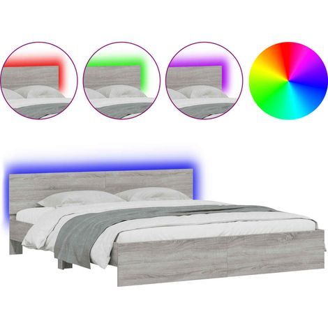 Maison Exclusive - Estructura de cama cabecero y luces LED gris S