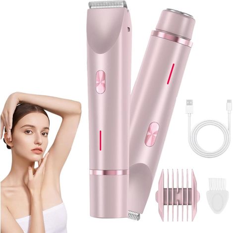 2-in-1 Damen Körperrasierer Haartrimmer Wasserdicht Bikini Trimmer Rosa (1/5)