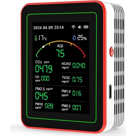 Ce moniteur de qualité de l'air intelligent 15 en 1 peut détecter les PM2.5, le dioxyde de carbone, le formaldéhyde, la température, l'humidité et fonctionne sur batterie973.5cm