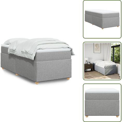 Letto con doghe - vidaXL Giroletto a Molle con Materasso Grigio Chiaro 90x200 cm Tessuto - Materasso morbido