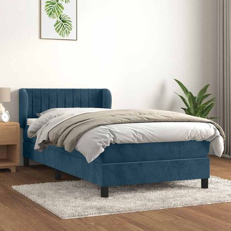 Boxspringbett mit Matratze Dunkelblau 100x200 cm Samt (1/5)