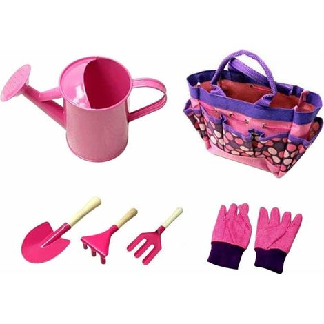 Kit de herramientas de jardinería para niños, juego de jardín al aire libre para niños (rosa) (1/5)
