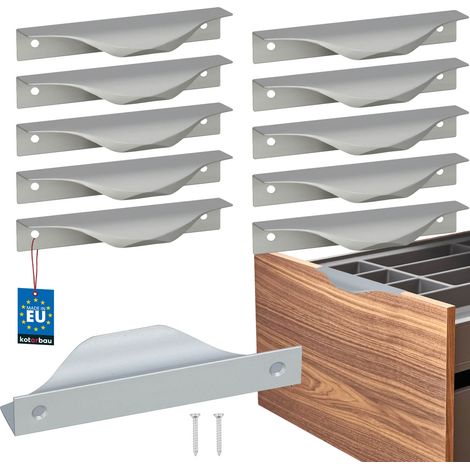 KOTARBAU® Moderner Aluminium-Möbelgriff mit silberner Kante, 96/116 mm, 10er-Set