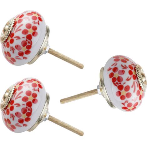 3 Poignée de porte, bouton céramique rond floral, tiroir armoire cuisine (1/5)