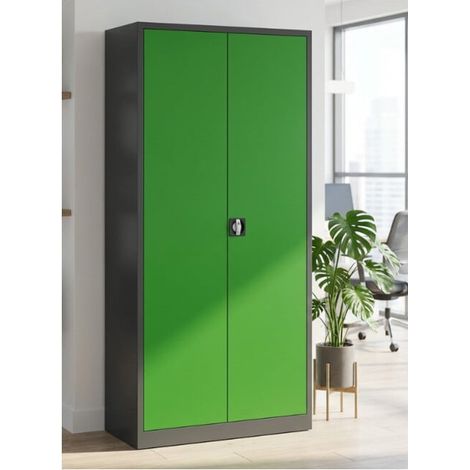 STIER Armoire universelle Basic 92 x 42 cm 4 étagères anthracite/vert (1/5)