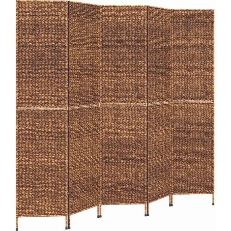 Room Divider 5-Panel Brown 205x180 cm Water Hyacinth vidaXL