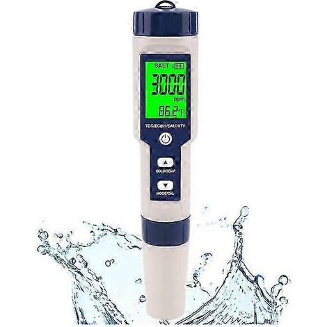 Pool-Salzgehaltsmessgerät, digitales Salzgehaltsmessgerät, hochpräzises 5-in-1-Salzgehaltsmessgerät für Salzwasser, IP67 W (1/5)
