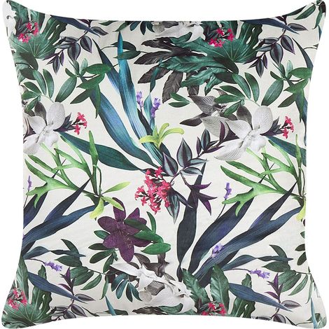 Throw Cushion GASTERIA Velvet 45 x 45 cm Green Plant Pattern (1/5)