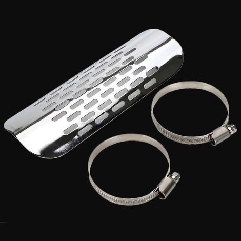Silver Exhaust Heat Shield Protector, Universal Motorcycle Muffler Pipe Grille Cover for Exhaust Heat Shield Exhaust Heat Shield+Exhaust Heat Shield