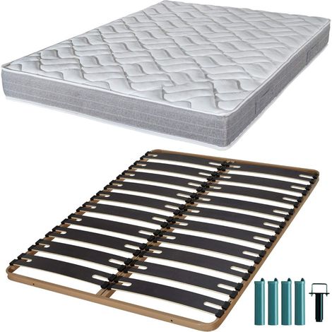 Matelas mousse + Sommier métal C310 140x190 Maryland - Hauteur 20 cm - Soutien ferme (1/5)
