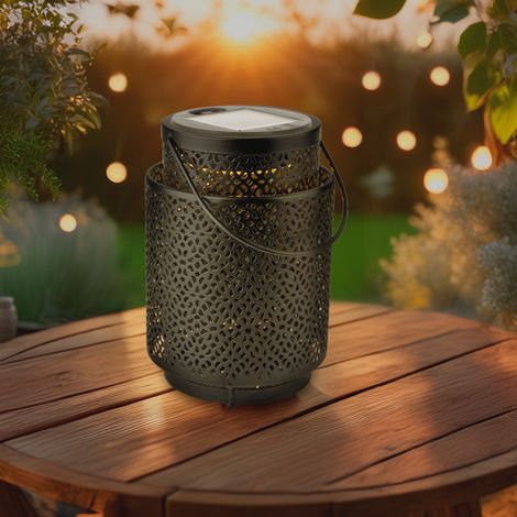 IluminaShop - Lampara LED Solar de Sobremesa Black Casablanca IP44 Blanco Calido 2500