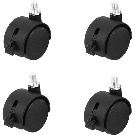 Roulette Pivotante Nylon Avec Frein - Diamètre 40 mm - Tige Filetée M8 × 15 mm - Charge Max 20 kg - Pour Meubles Chaises Tables - Lot de 4