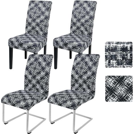 Stuhlhussen 4er Set für Schwingstühle, elastisch, Rautenmuster, waschbar (1/5)