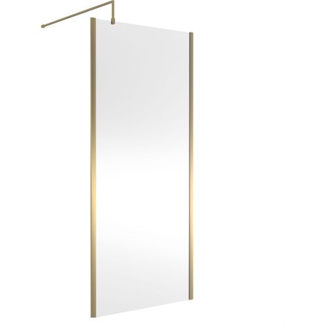 Balterley Wetroom Screen with Support Bar, 900mm, Brushed Brass